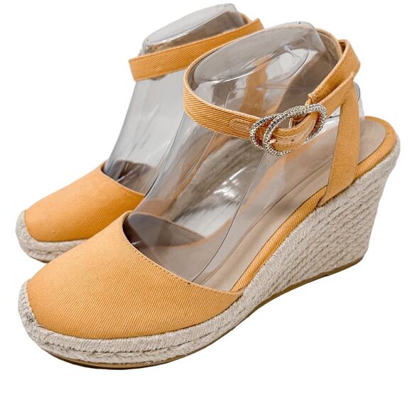 NEW Stuart Weitzman Mango Orange Espadrille Wedge Sandal, Size 9, MSRP $350 - Picture 1 of 11